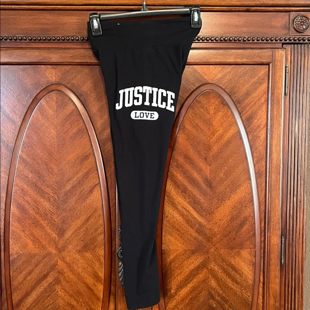 Justice Black Logo Kids Leggings